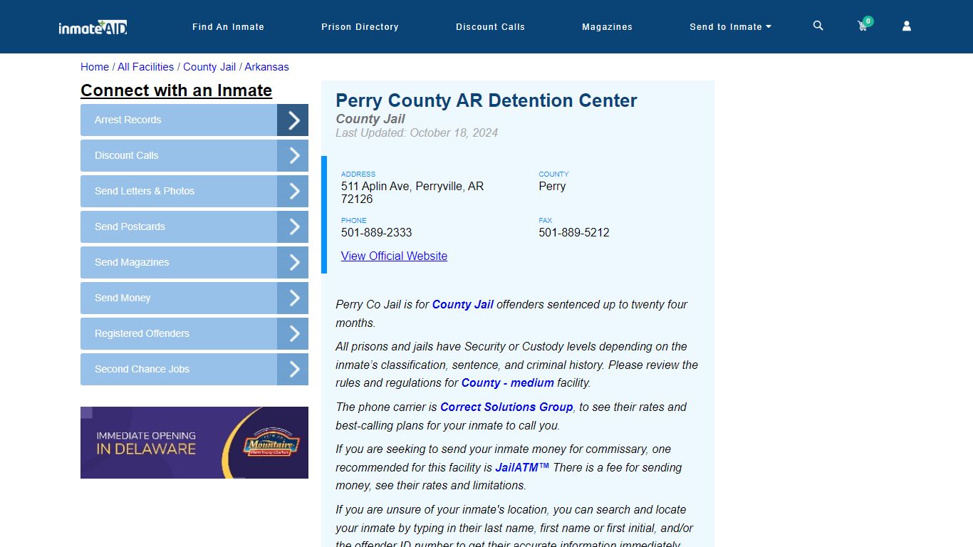 Perry County AR Detention Center - Inmate Locator